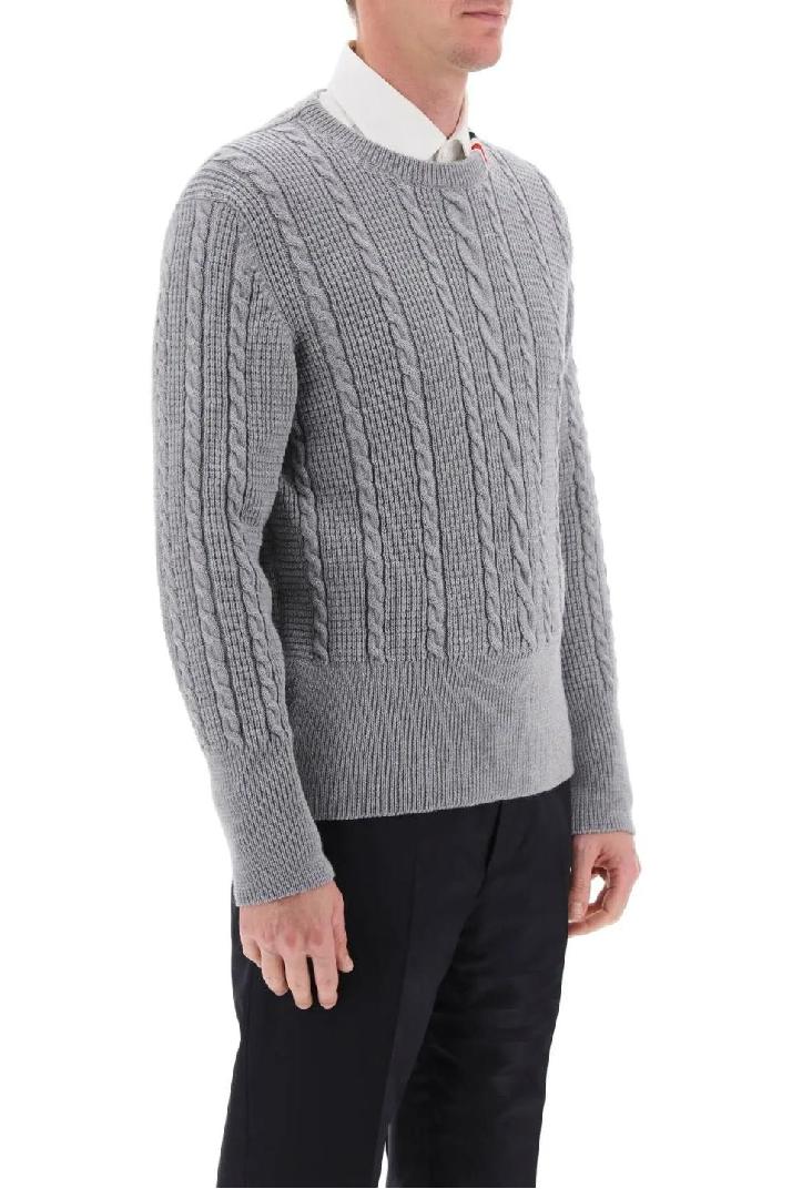 THOM BROWNE톰브라운 남성 스웨터 cable wool sweater with rwb detail