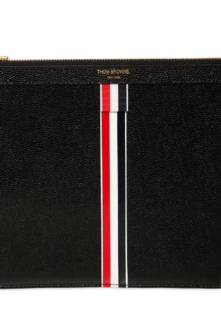 Thom Browne톰브라운 남성 파우치 Medium stripes pebbled leather pouch