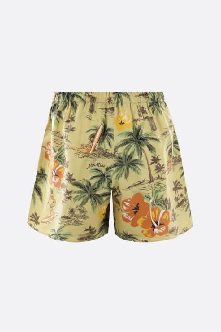 MIU MIU미우미우 여성 반바지 Hawaii printed silk short pants