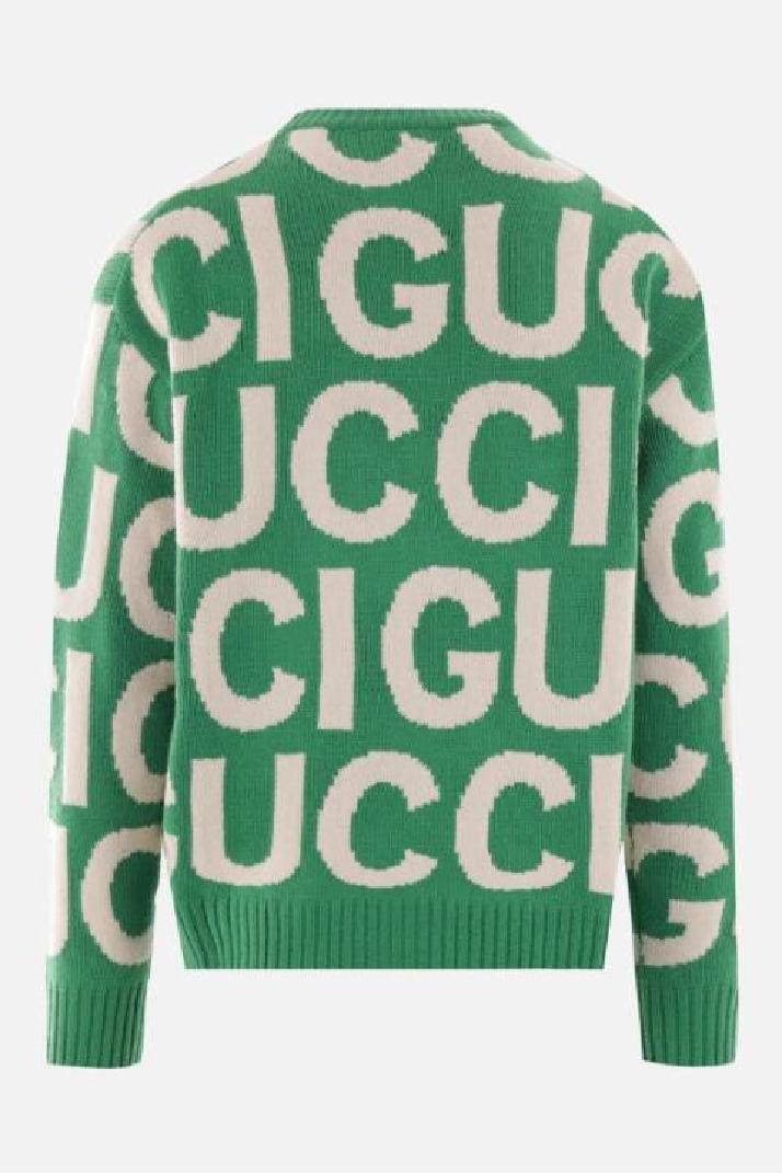GUCCI구찌 남성 니트 스웨터 Gucci lettering jacquard wool pullover