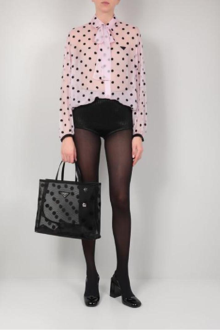 PRADA프라다 여성 셔츠 sequinned polka dot chiffon shirt