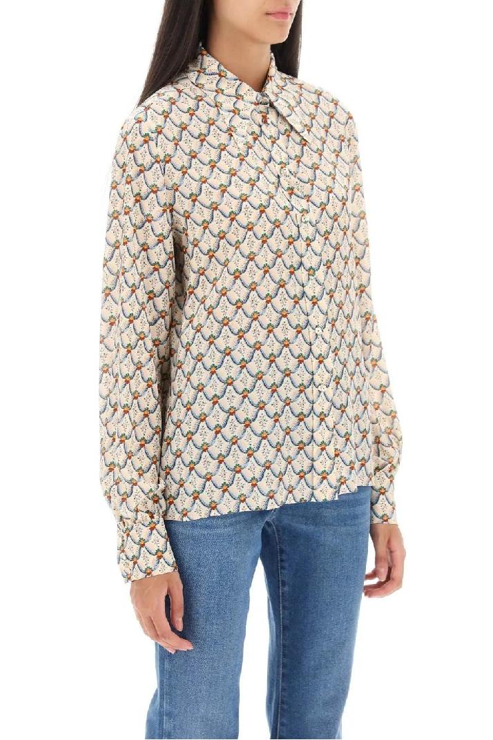 ETRO에트로 여성 셔츠 블라우스 crepe de chine shirt with floralia motif