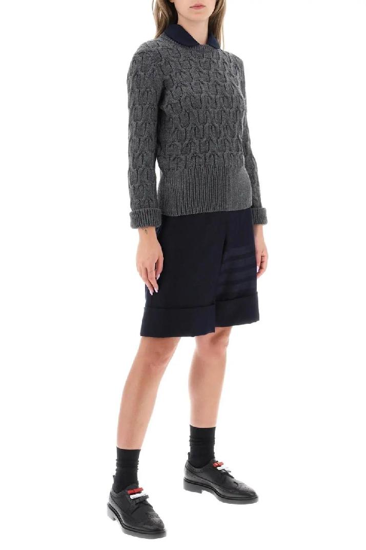 THOM BROWNE톰브라운 여성 숏팬츠 shorts in flannel with 4-bar motif
