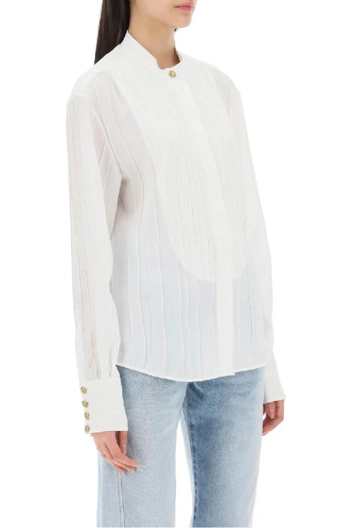 BALMAIN발망 여성 셔츠 블라우스 pleated bib shirt