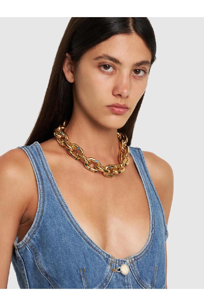 Rabanne 여성 목걸이 XL link collar necklace w/ crystals