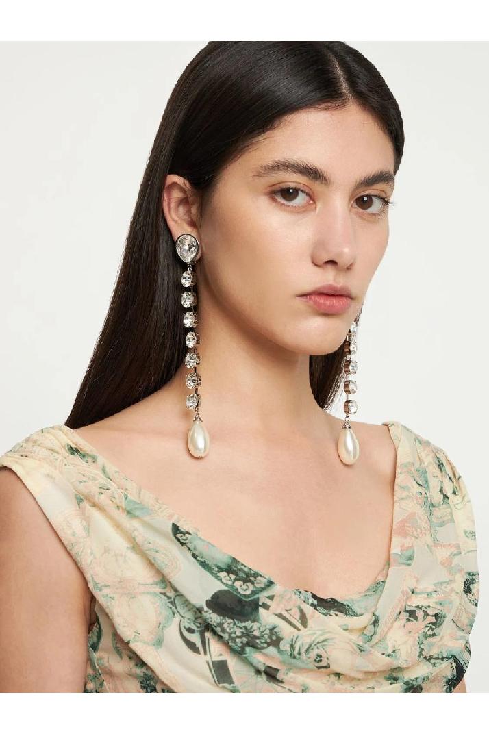 Alessandra Rich알레산드라 리치 여성 귀걸이 Crystal long earrings w/ faux pearl