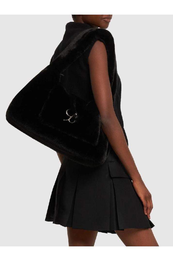Blumarine블루마린 여성 숄더백 Large logo faux fur shoulder bag